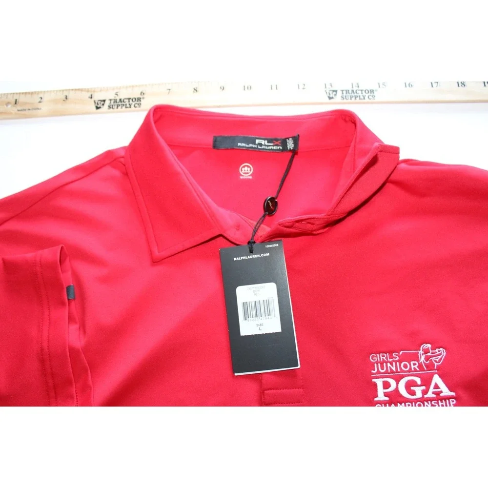 Ralph Lauren RLX RED Golf Polo Embroidered Girls PGA Logo Mens Size Large